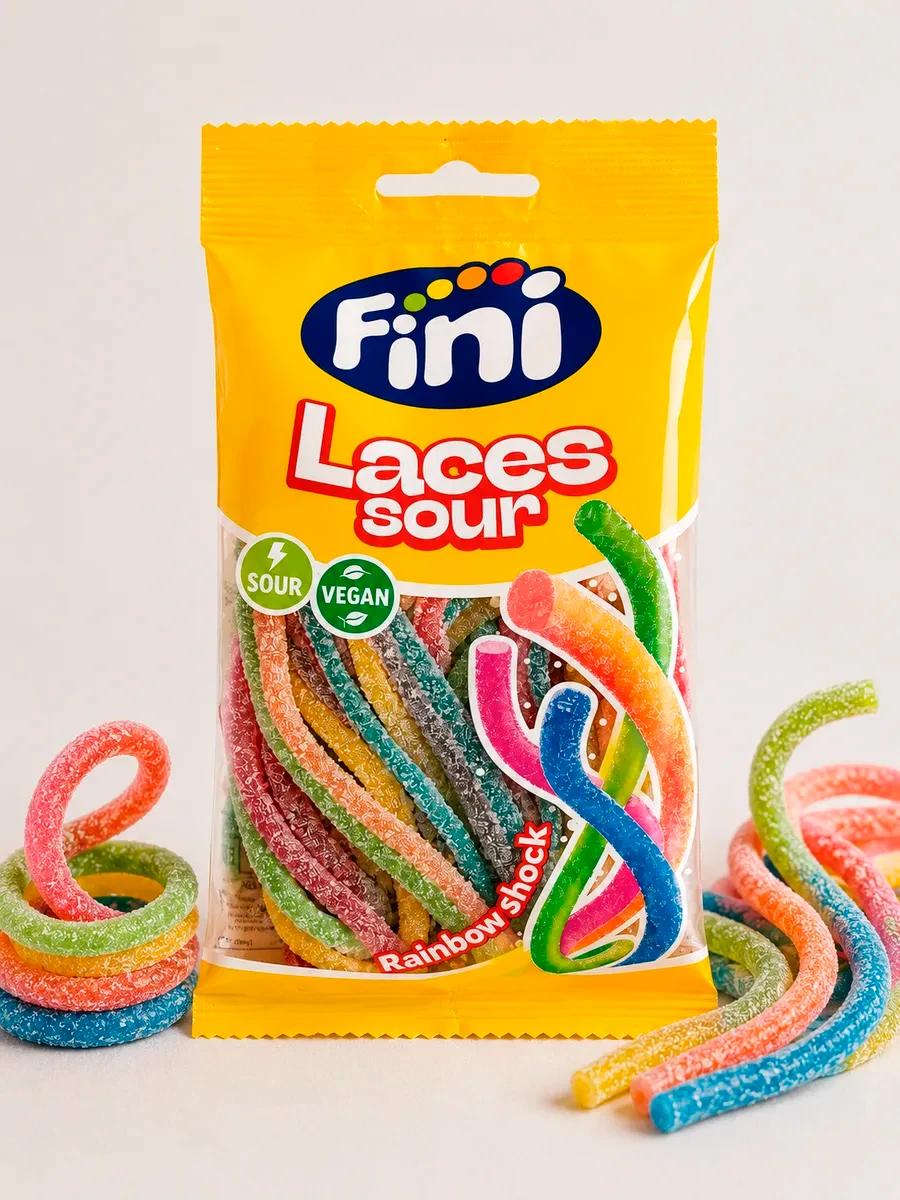 Акция!Мармелад жевательный Fini "Спагеттини " Laces sour Rainbow в сахаре 85г 