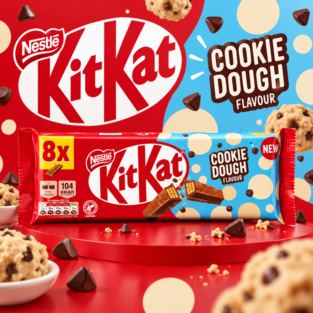 Акция!Шоколадный батончик KitKat 4F Cookie Dough 166г