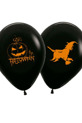 Шар 12" Хэллоуин\Halloween в 2 стороны чёрный