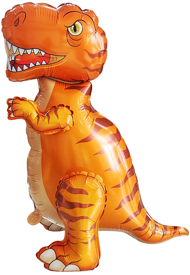 Шар (28"/71 см) Фигура 3D, Динозавр Тираннозавр, Оранжевый, 1 шт, в уп.