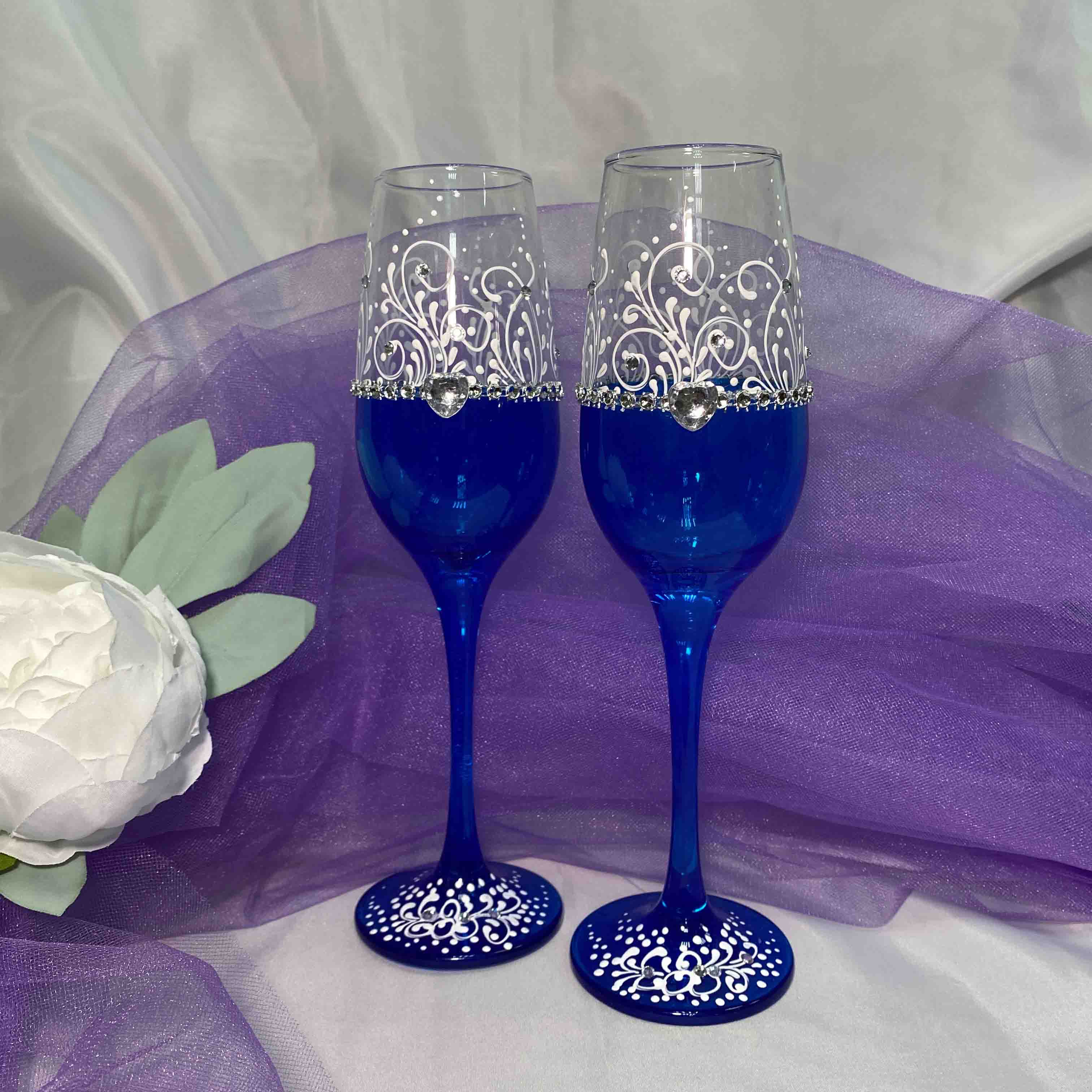 Акция! Бокалы свадебные (синие)