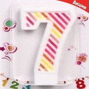 Акция! Свеча торт.цифра Полосочка 7