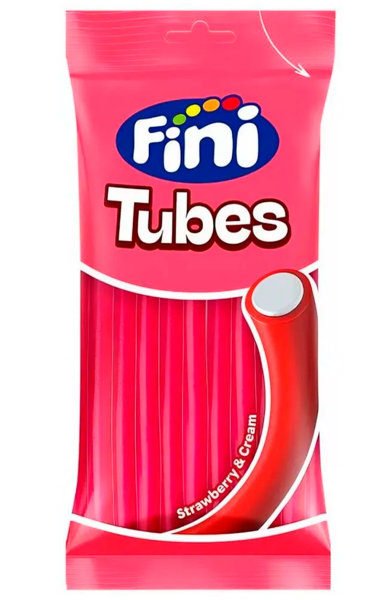 Акция!Мармелад жевательный Fini Relleno Rojo"Трубочки"со вкусом клубники 90г(Tubes Strawberry&Cream)