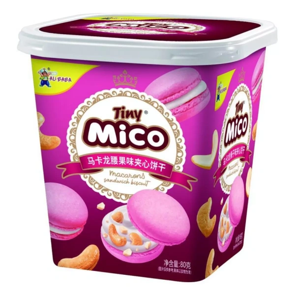 Акция!Печенье Tiny Mico Macarons Sandwich Biscuit, макарун со вкусом кешью, 80 г