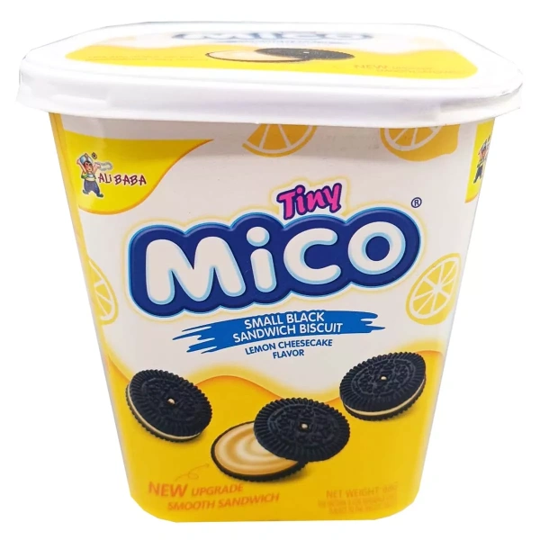 Акция!Печенье Tiny Mico Small Black Sandwich Lemon Cheesecake со вкусом лимонного чизкейка, 88 г