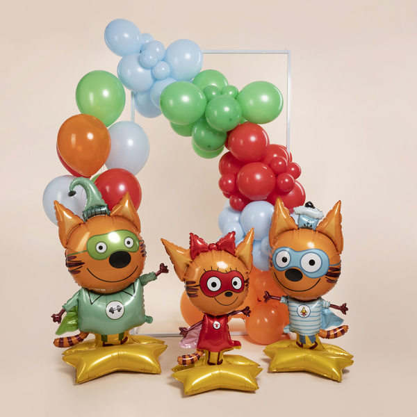 Шар 3D (54"/137 см) Фигура на подставке, Три Кота, Компот, 1шт в уп