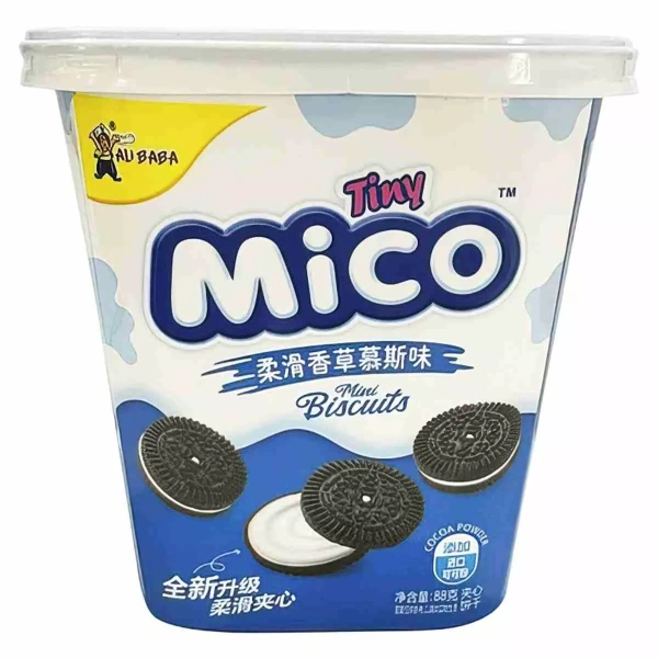 Акция!Печенье Tiny Mico Small Black Sandwich Smooth Vanilla Mousse со вкусом ванильного мусса, 88 г