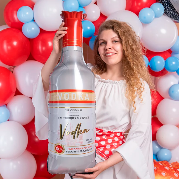 Шар (37"/94 см) Фигура, Бутылка, Водка для настоящих мужчин, 1 шт. в уп.