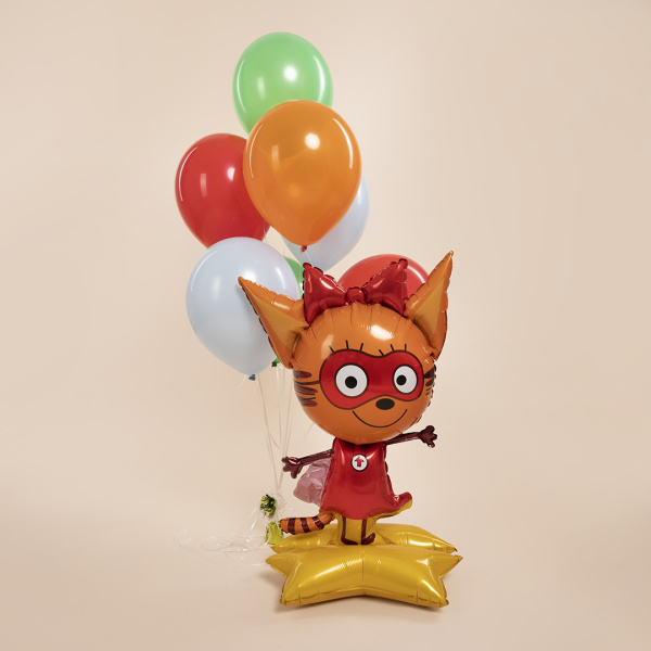 Шар 3D (40"/102 см) Фигура на подставке, Три Кота, Карамелька, 1шт в уп