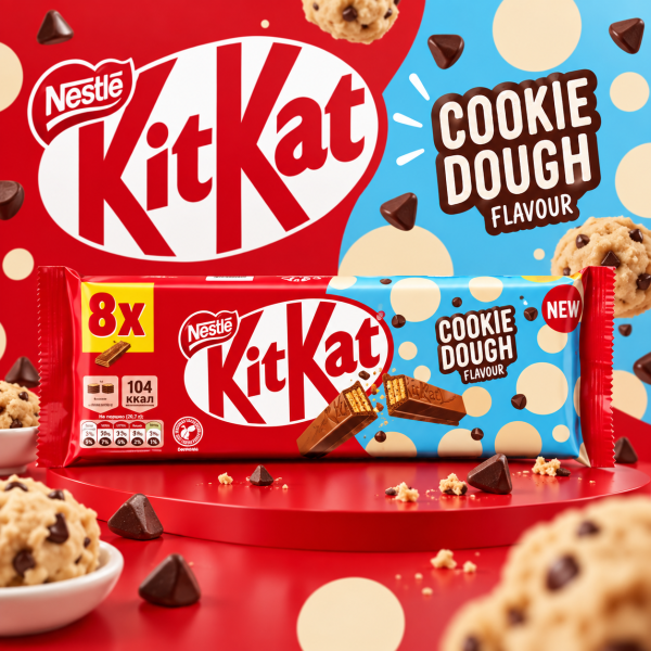 Акция!Шоколадный батончик KitKat 4F Cookie Dough 166г