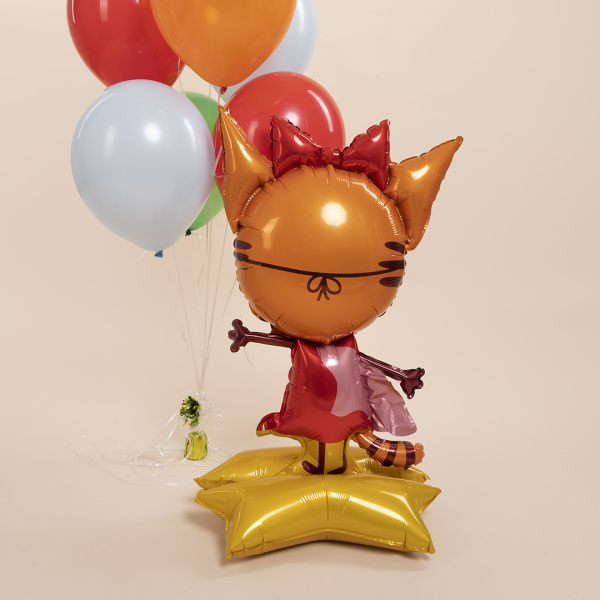 Шар 3D (40"/102 см) Фигура на подставке, Три Кота, Карамелька, 1шт в уп
