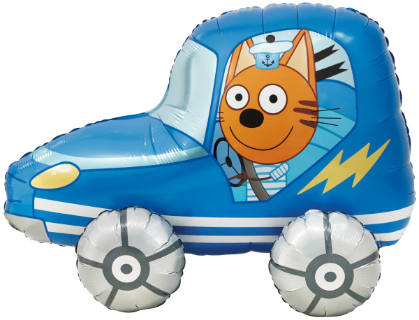 Шар (29"/74 см) Фигура 3D, Три Кота,Коржик в машине, 1 шт в уп