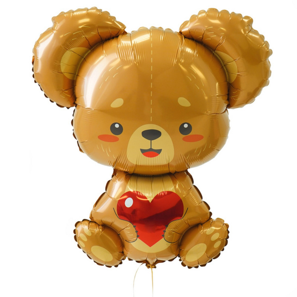 Шар (33"84 см) Фигура, Плюшевый мишка с сердцем, 1 шт.