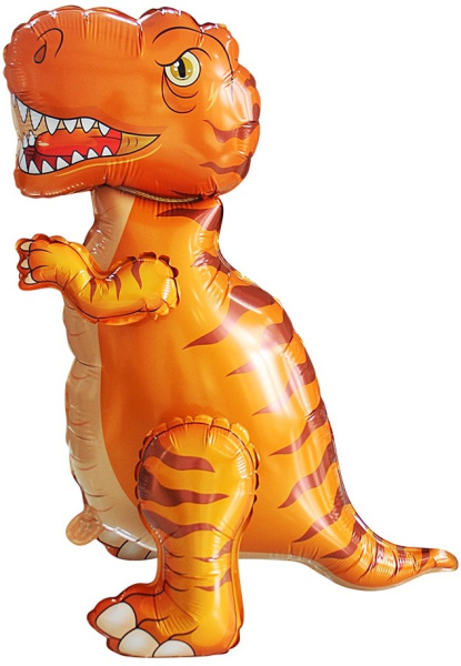 Шар (28"/71 см) Фигура 3D, Динозавр Тираннозавр, Оранжевый, 1 шт, в уп.