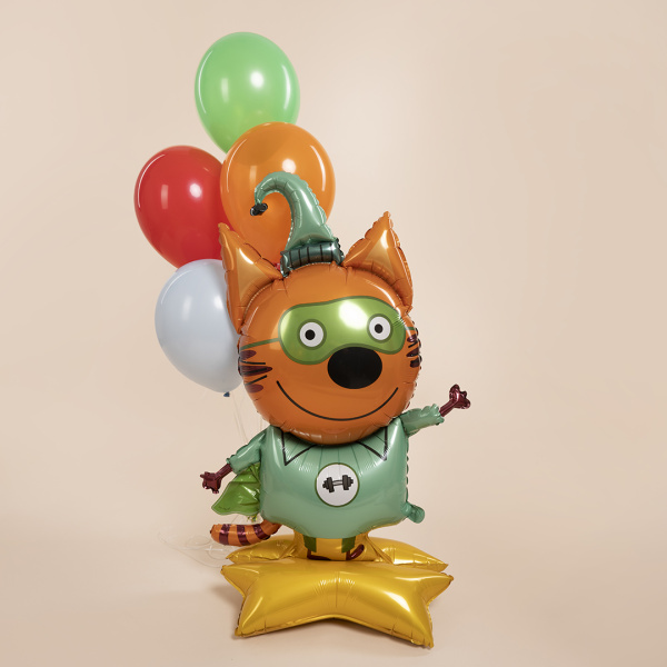 Шар 3D (54"/137 см) Фигура на подставке, Три Кота, Компот, 1шт в уп